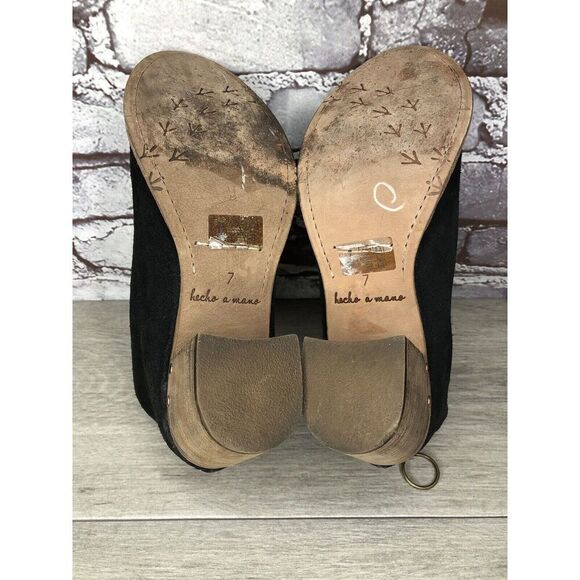 BEEK Falcon Black Suede Leather Back Zip Stacked Heel Booties Women’s 7M US/38EU - Picture 8 of 16